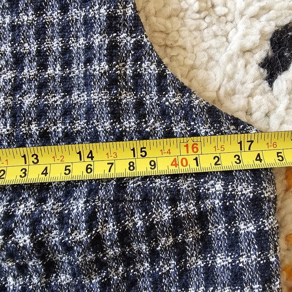 MAXMARA WEEKEND Gingham Tweed Plaid Checked Fringe Hem Shift Dress Sleeveless 6 - Picture 11 of 12